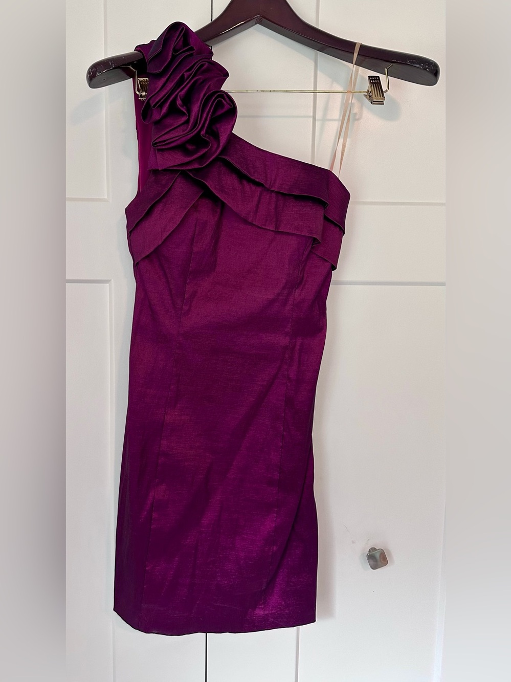 XXI One-Shoulder Ruffled Cocktail Dress in Deep Purple